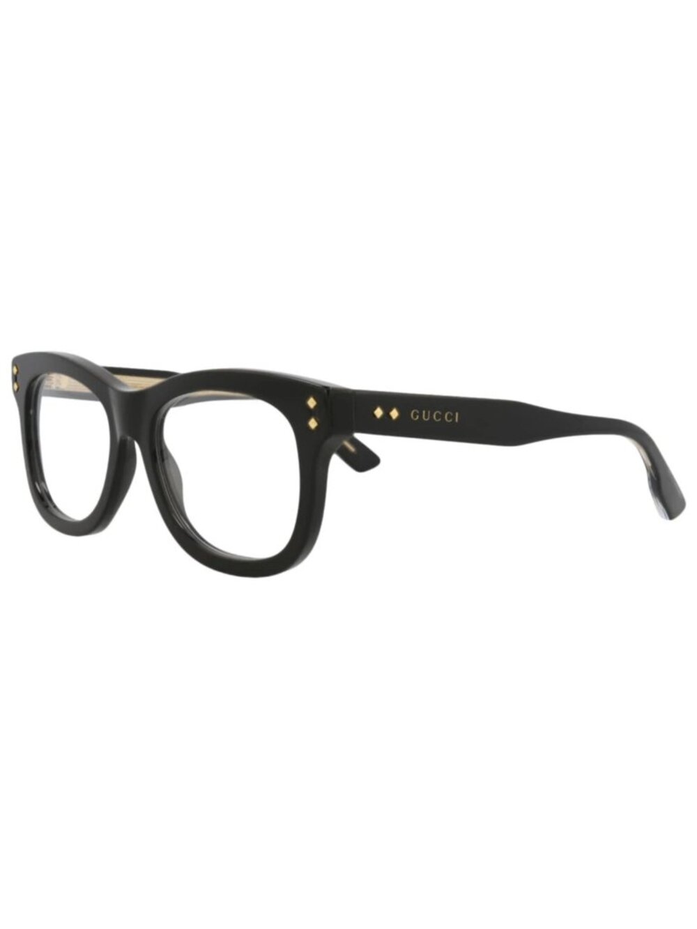 New Gucci Women's Eyeglasses Square Rectangle Acetate Frame Black Black
